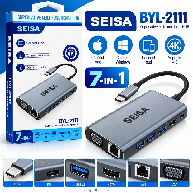 &ua HUB TIPO C MACBOOK BYL-2111 7 EN 1